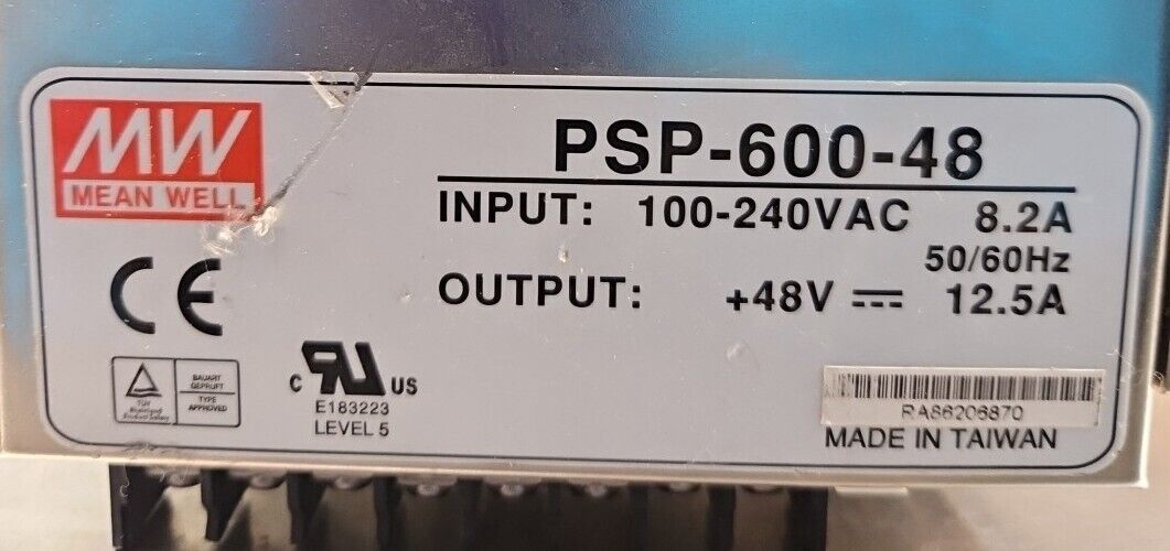 Mean Well PSP-600-48 AC/DC Single Output Enclosed Power Supply.         Loc4C-17