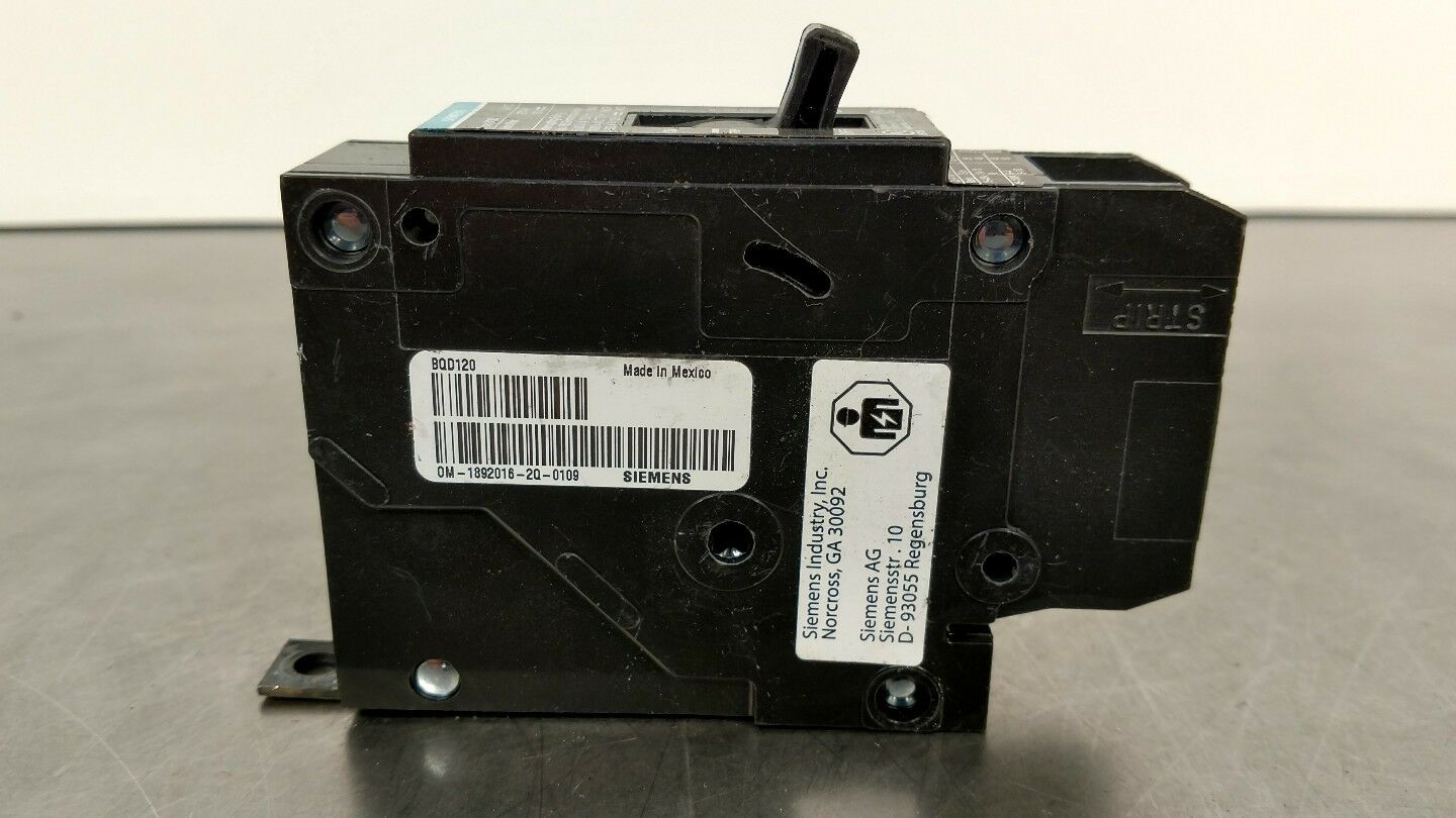 SIEMENS (BQD120) 20A Single Pole 277VAC 250VDC Bolt-On Circuit Breaker 4D