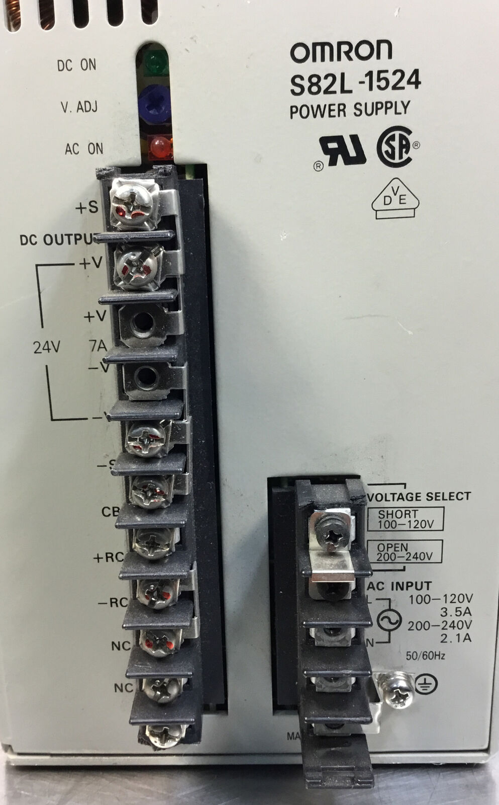 Omron Power Supply S82L-1524   100-120/200-240 VAC 24 VDC   4B