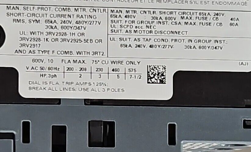 Siemens 32RV2021-1JA10 SIRIUS Circuit Breaker                              4D-21