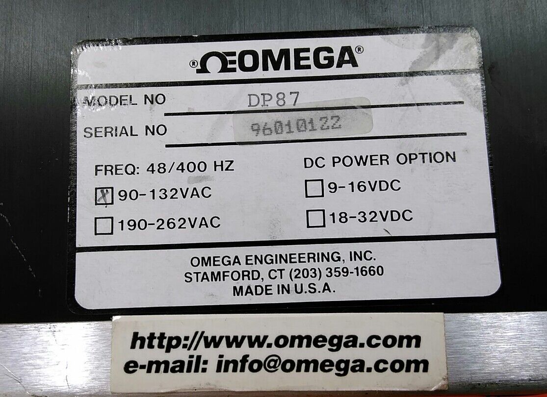 OMEGA DIGITAL STRAIN GAGE INDICATOR DP80 SERIES DP87  90-132VAC.      6E