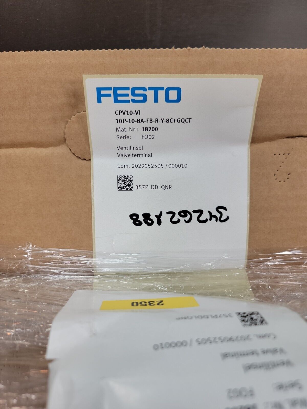 FESTO VALVE TERMINAL 18200 CPV10-VI-10P-10-8A-FB-R-Y-8C+GQCT Loc.6A