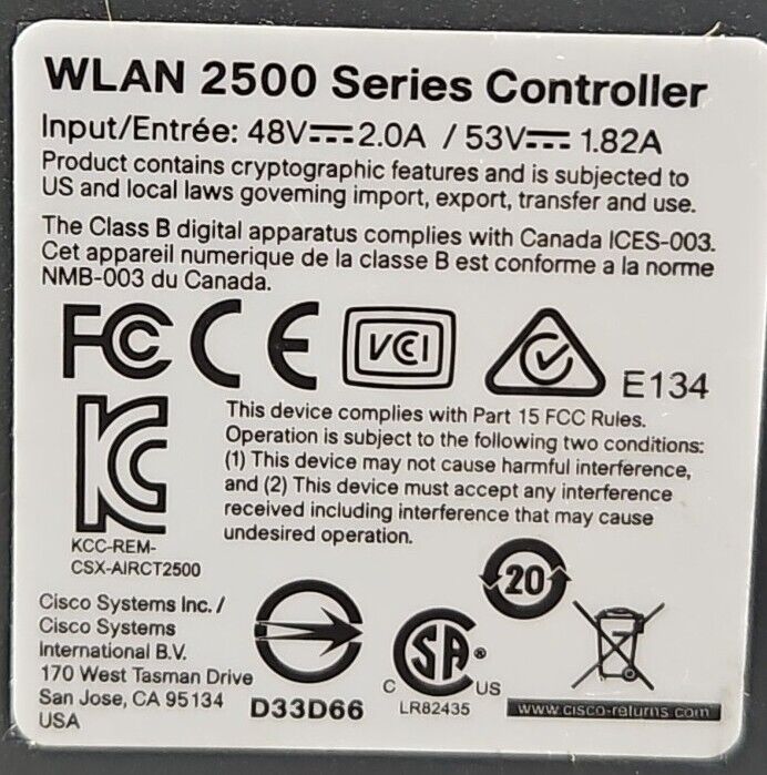 Cisco 2504 WLAN 2500 Series Wireless Controller.                        Loc3B-30