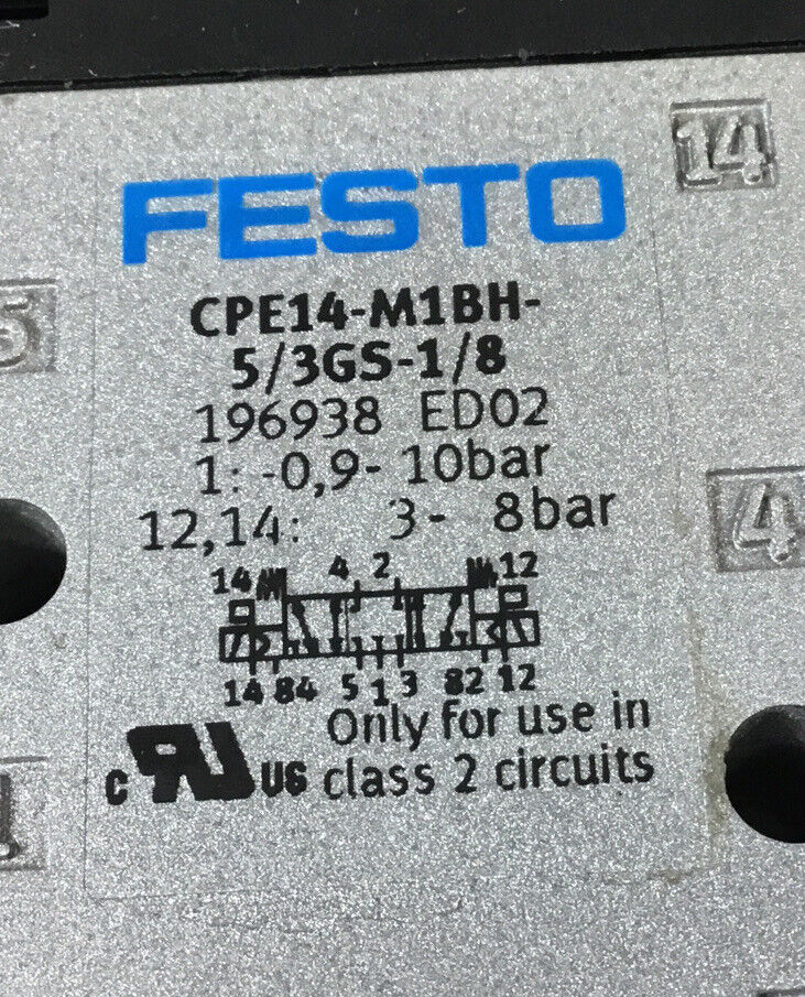 FESTO CPE14-M1BH-5/3GS-1/8 196938 Solenoid Valve + (2) 663523 Coils 24VDC   6B