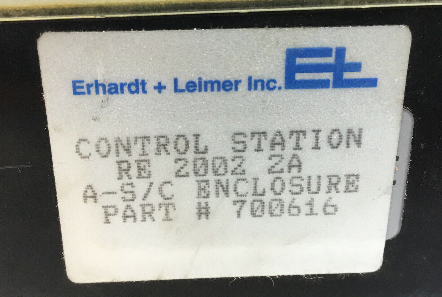 ERHARDT + LELMER INC.  RE 2002  /  700616 CONTROL STATION  5E