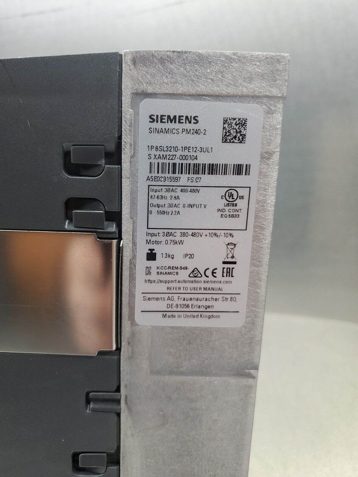 Siemens 6SL3210-1PE12-3UL1 (SINAMICS PM240-2) Module.                     1D-0.