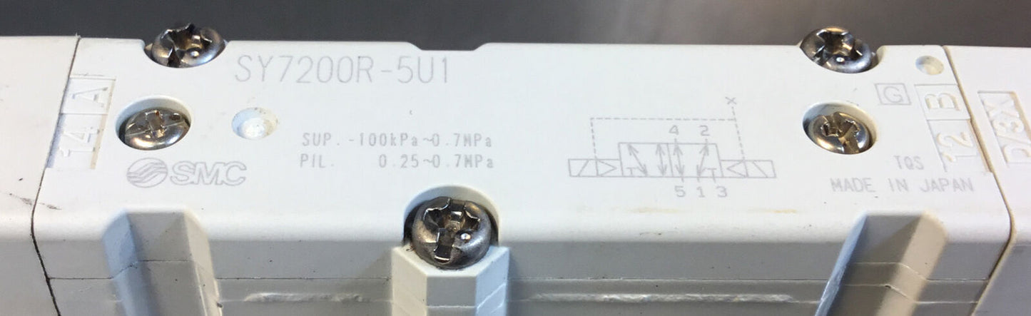 SMC  SY7200R-5U1  +  SY70M-60-1A   5 PORT VALVE ASSEMBLY    6D