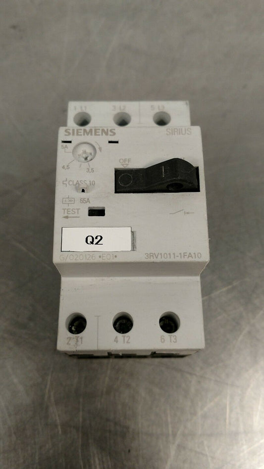 SIEMENS SIRIUS 3RV1011-1FA10 CIRCUIT BREAKER 3.5-4.5A 400V 40A             4E-13