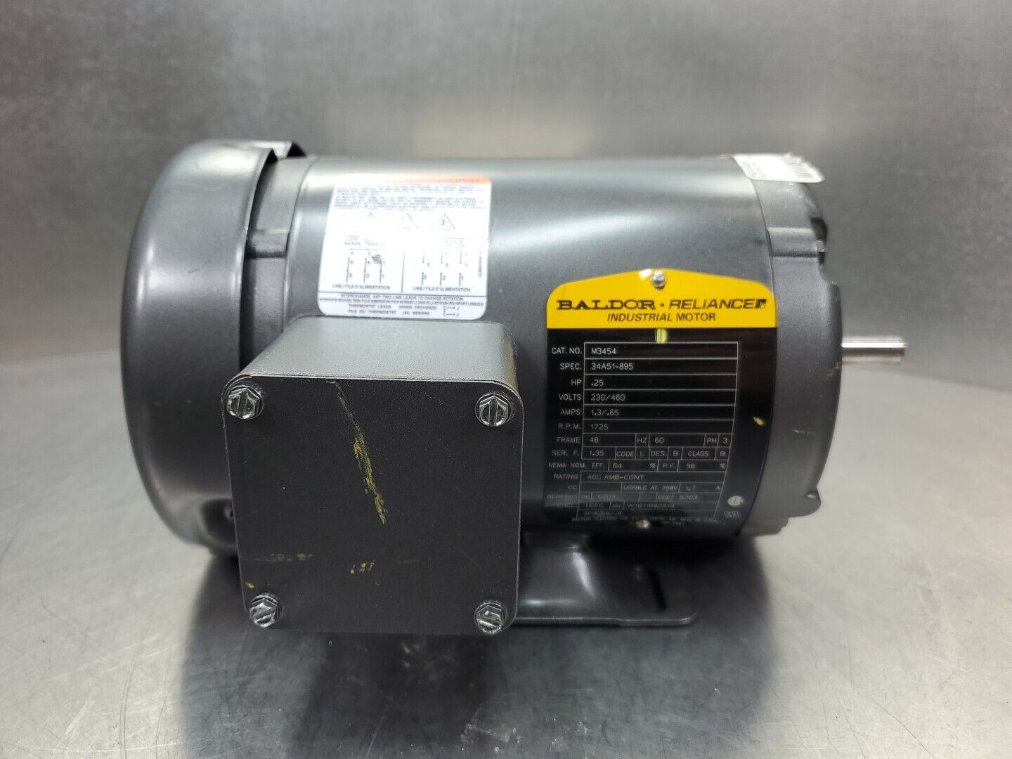 Baldor M3454 (34A51-895) 0.25HP 1725RPM Motor.                              1-E8