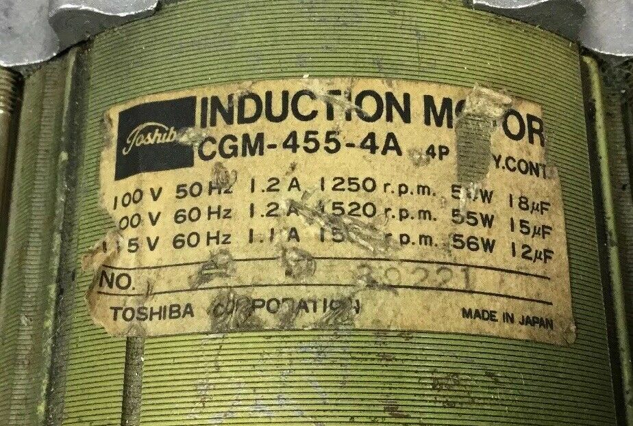 Toshiba Induction Motor CGM-455-4A + GF-4022-LMA Gear Head    1E