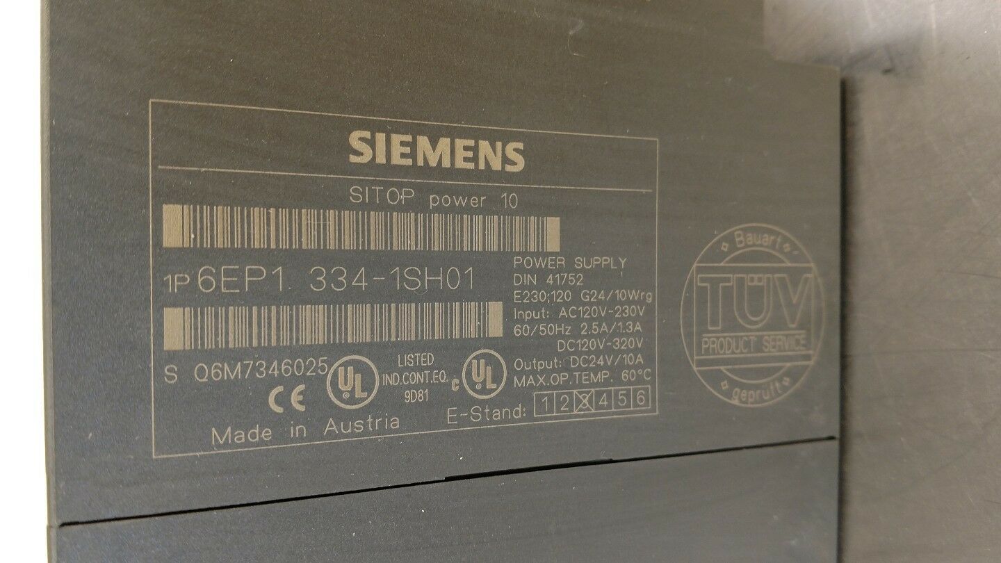 Siemens 6EP1 334-1SH01 Sitop Power 10 Supply 6EP13341SH01                    AUC