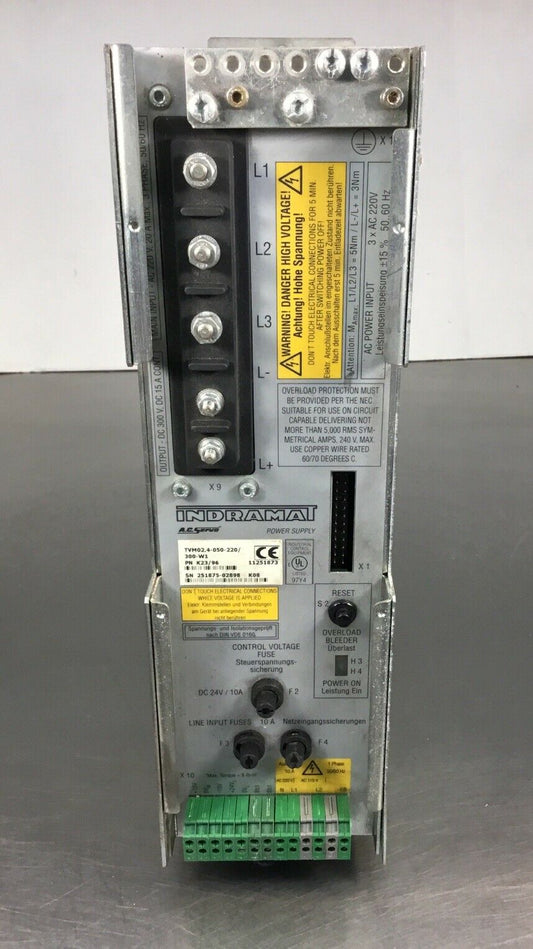 INDRAMAT AC SERVO POWER SUPPLY TVM02.4-050-220/300-W1  PN: K23/96   1E