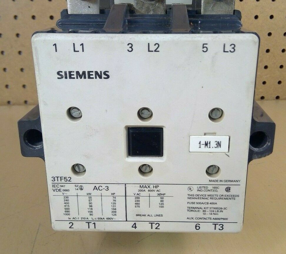 Siemens 3TF5222-0AJ1 3 Pole Contactor 3TF52                                   4H