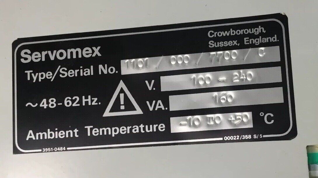 SERVOMEX 1100 OXYGEN ANALYZER COMBO 1131 TRANSDUCER UNIT / 1101 CONTROL UNIT  2E