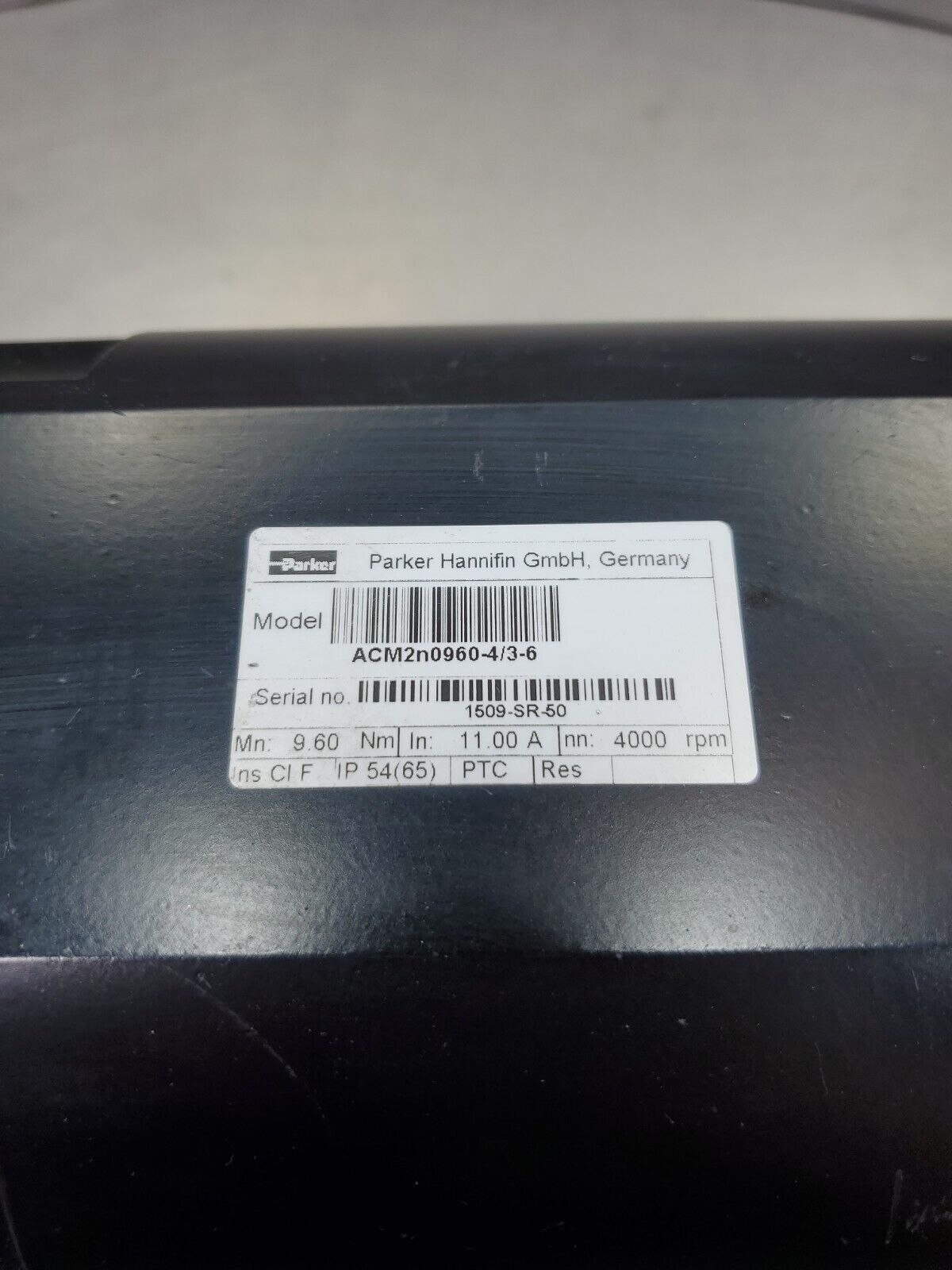 Parker ACM2n0960-4/3-6 AC Servo Motor, 9.6 Nm x 4000RPM.                    1-E9