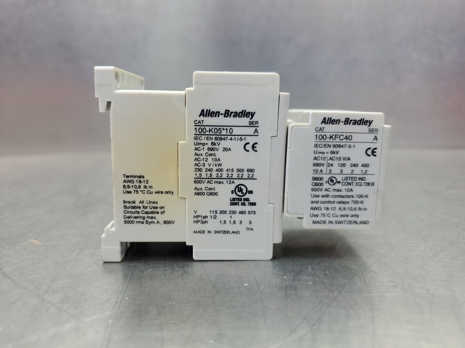 Allen-Bradley 100-K05*10 Ser A Contactor w/100-KFC40 Block. 4D-20 ...