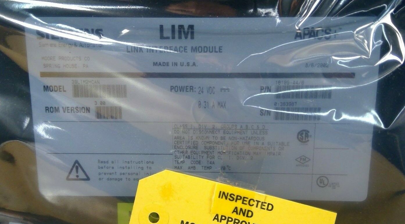 Siemens / Moore Products 39LIM2HCAN LIM Link Interface Module APACS+          3H