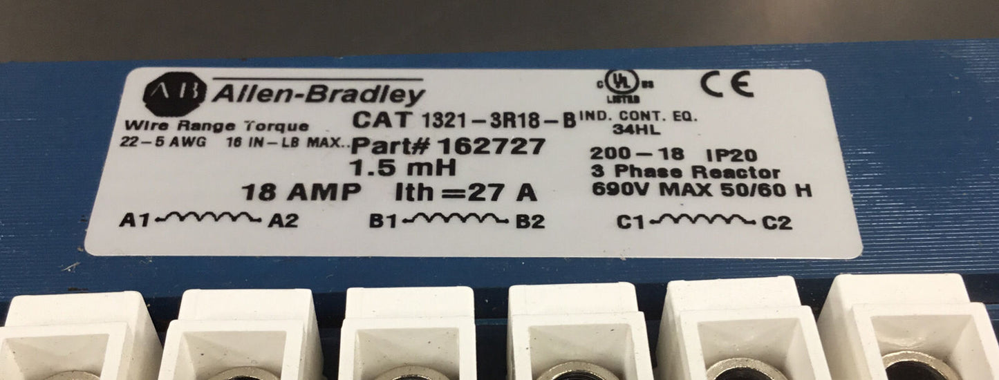 Allen Bradley  1321-3R18-B  600V 3-Phase Reactor 162727       4E-20