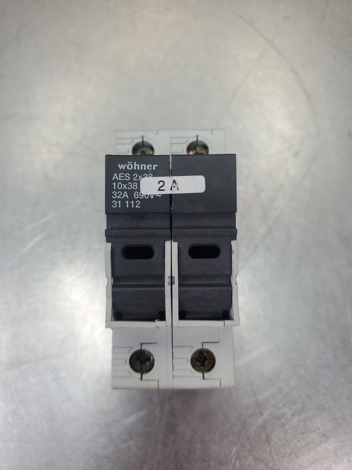 Wöhner AES 2X38 2-POLE FUSE HOLDER w/2Amp Fuses.                            4C-1