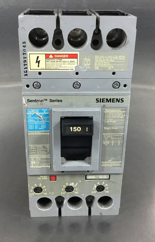 Siemens  FXD63B150 /B  150A 600V Sentron Circuit Breaker    4F