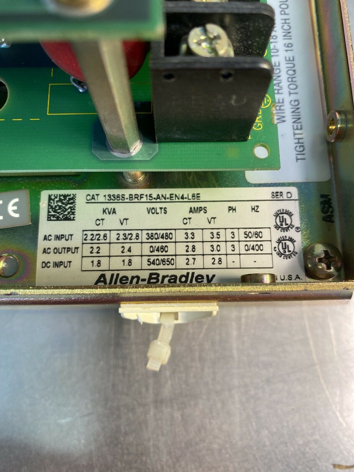 ALLEN BRADLEY 1336S-BRF15-AN-EN4-L6E DRIVE SER. D   1C