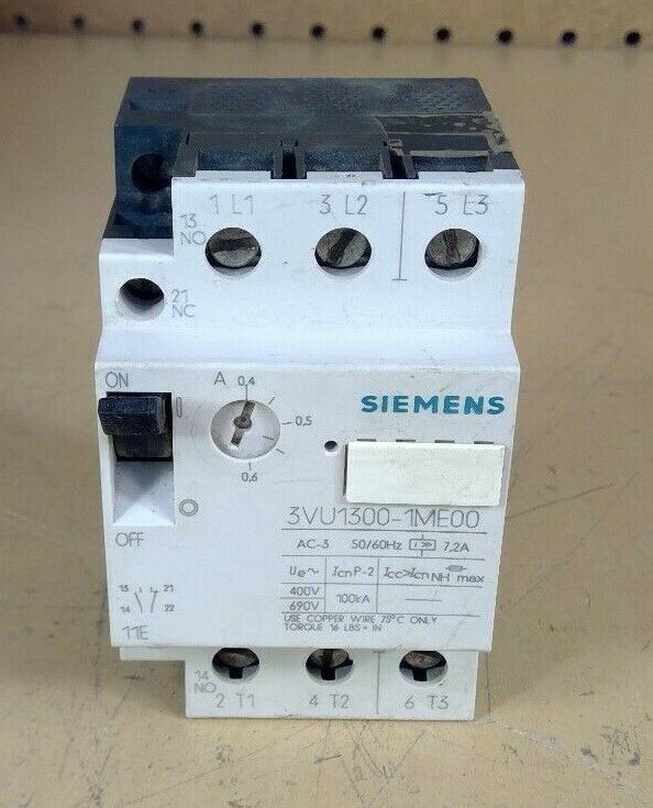 Siemens 3VU1300-1ME00 3 Pole Motor Starter / Protector                        4H