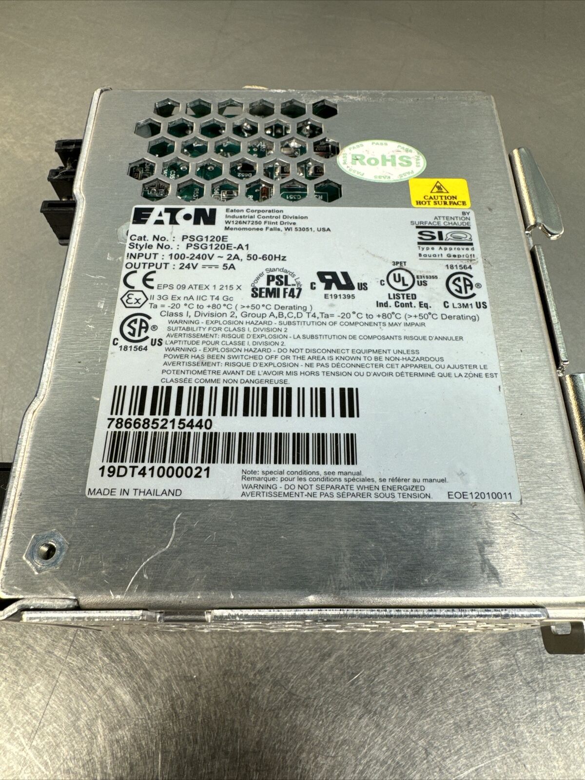 EATON PSG120E POWER SUPPLY 24Vdc  5A  120V INPUT (Bin 2.5.1)