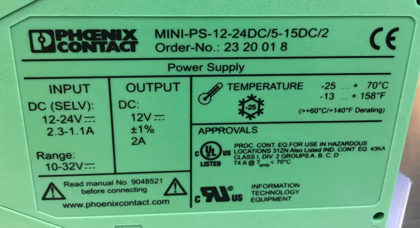 Phoenix Contact  MINI-PS-12-24DC/5-15DC/2  Power Supply    3E-21