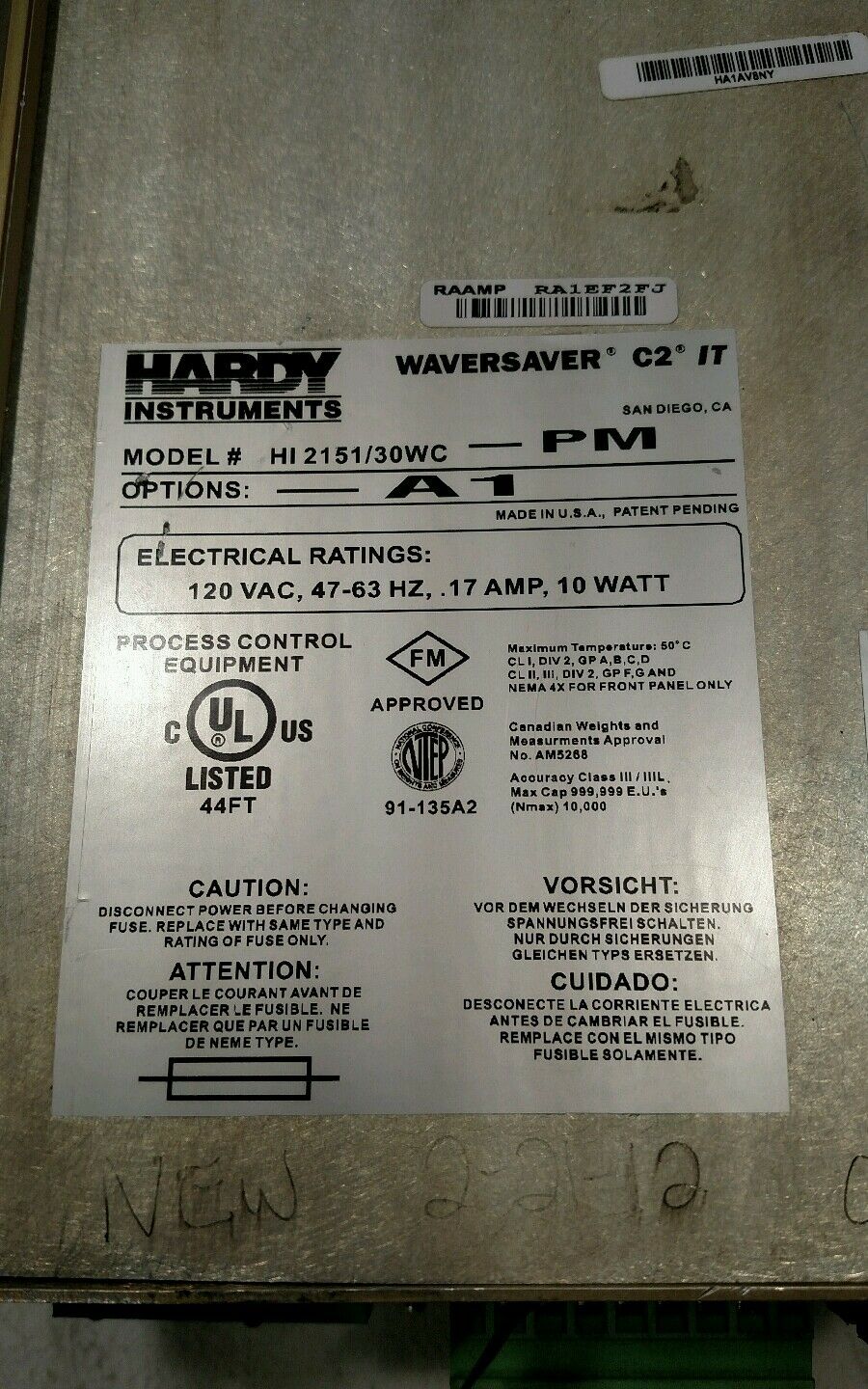 Hardy Instruments HI2151/20WC-PM Digital Weight Indicator