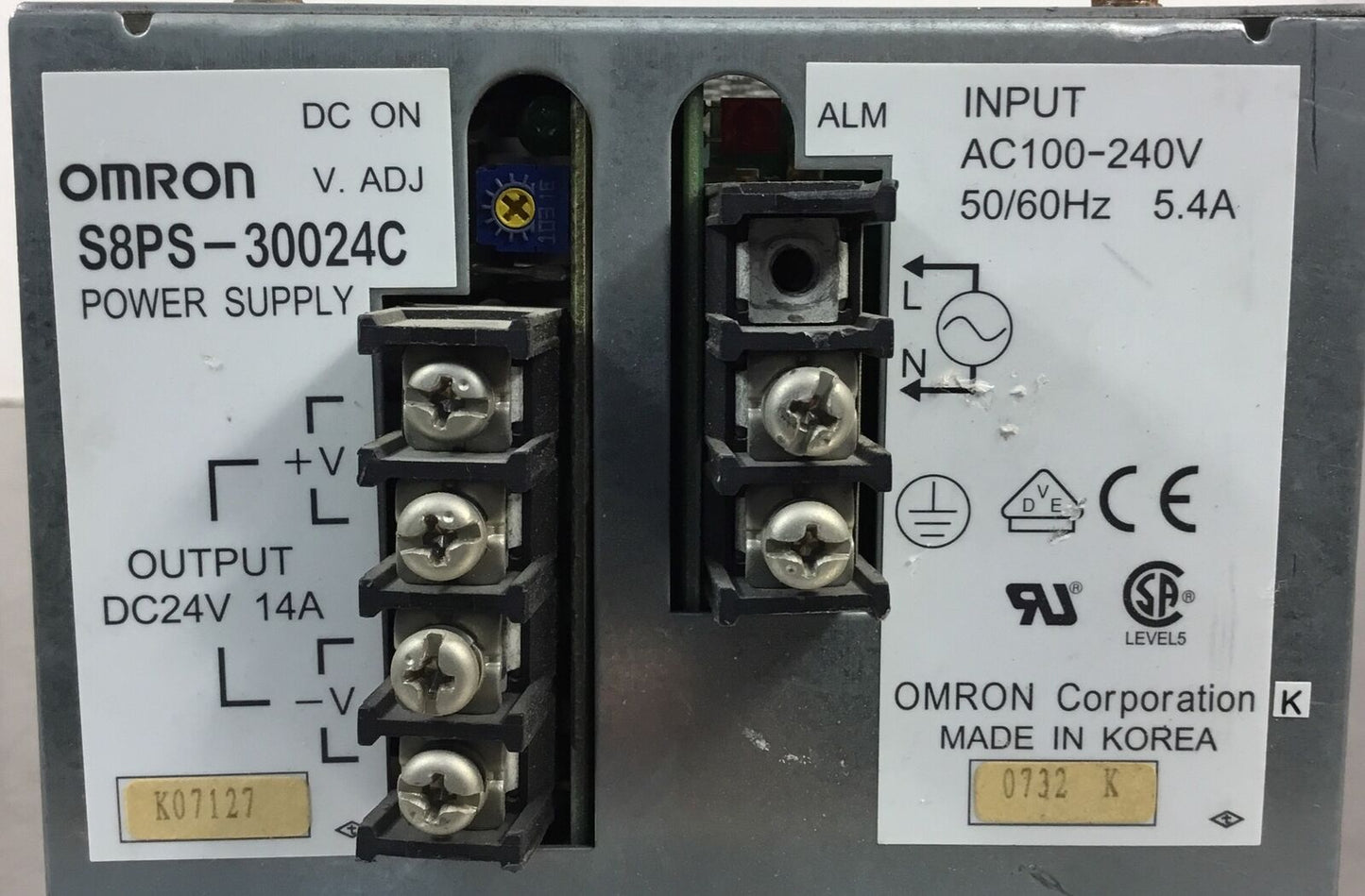 OMRON POWER SUPPLY S8PS-30024C Out: 24VDC 14A    4B