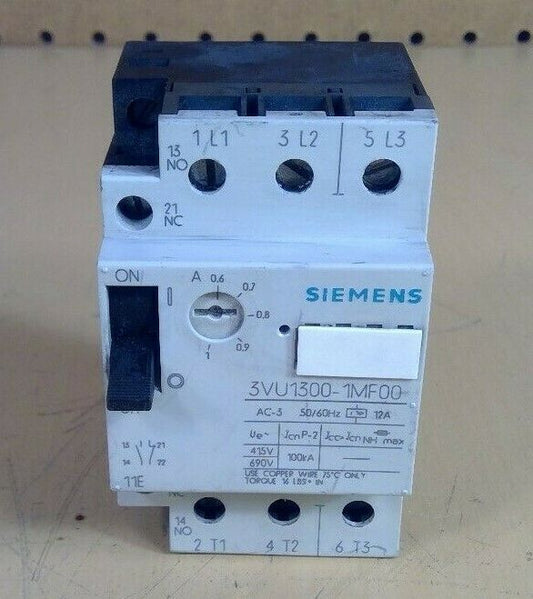 Siemens 3VU1300-1MF00 3 Pole Motor Starter / Protector                        4H