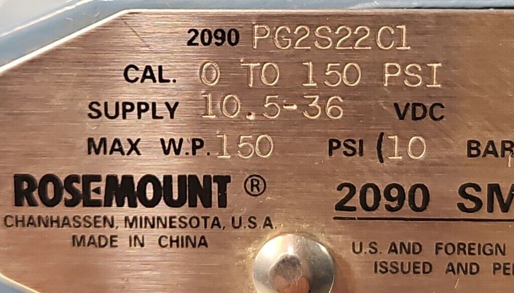 Rosemount PG2S22C1 PRESSURE TRANSMITTER 150PSI.                          Loc6E-4