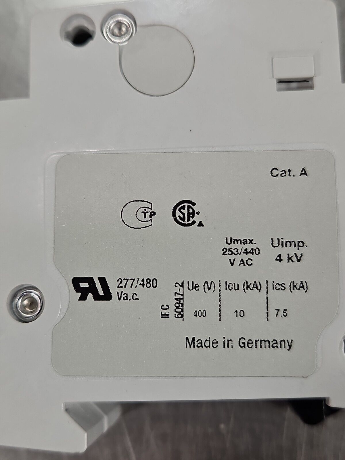 ABB S202-K4A 277/480 VAC Circuit Breaker.                                 Loc 4G