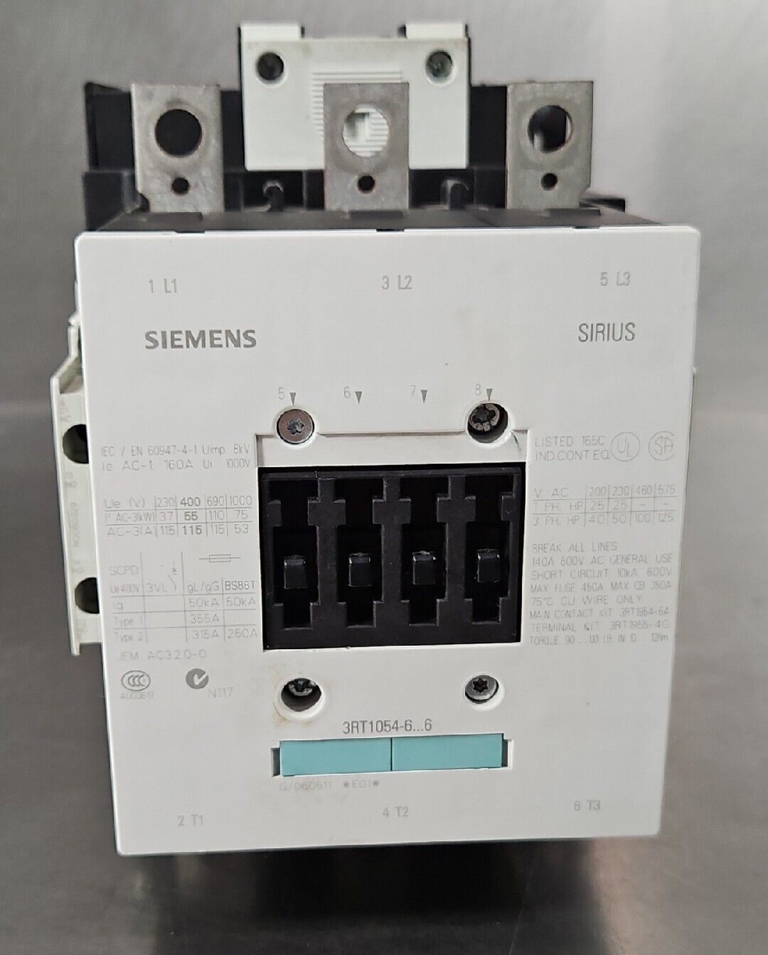 Siemens 3RT1054-6AF36 Non-Reversing Magnetic Contactor.                Loc 4C-30